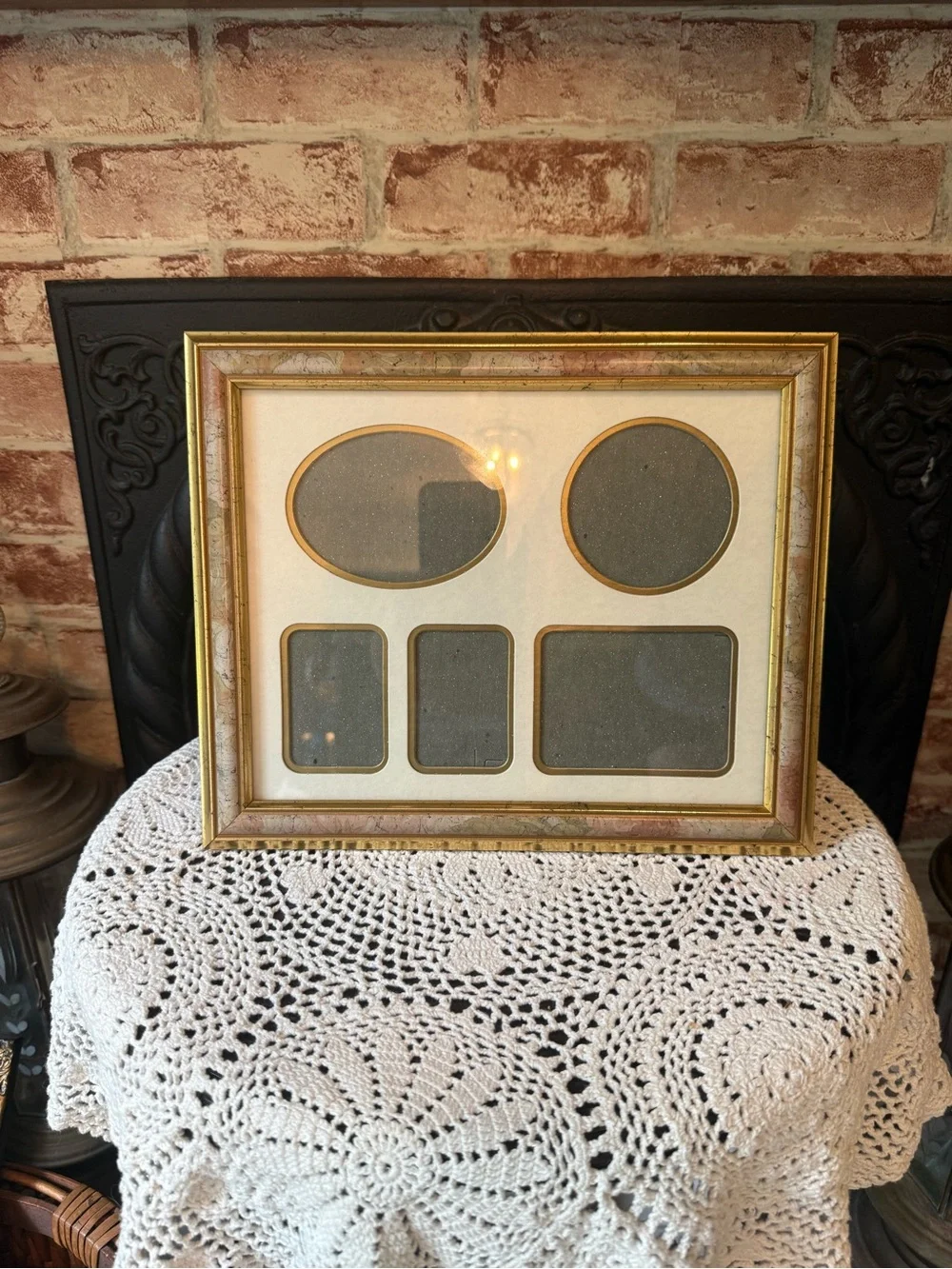 Vtg Matted Multi-Opening Collage Gallery Photo Picture Frame Taupe Rose Gold